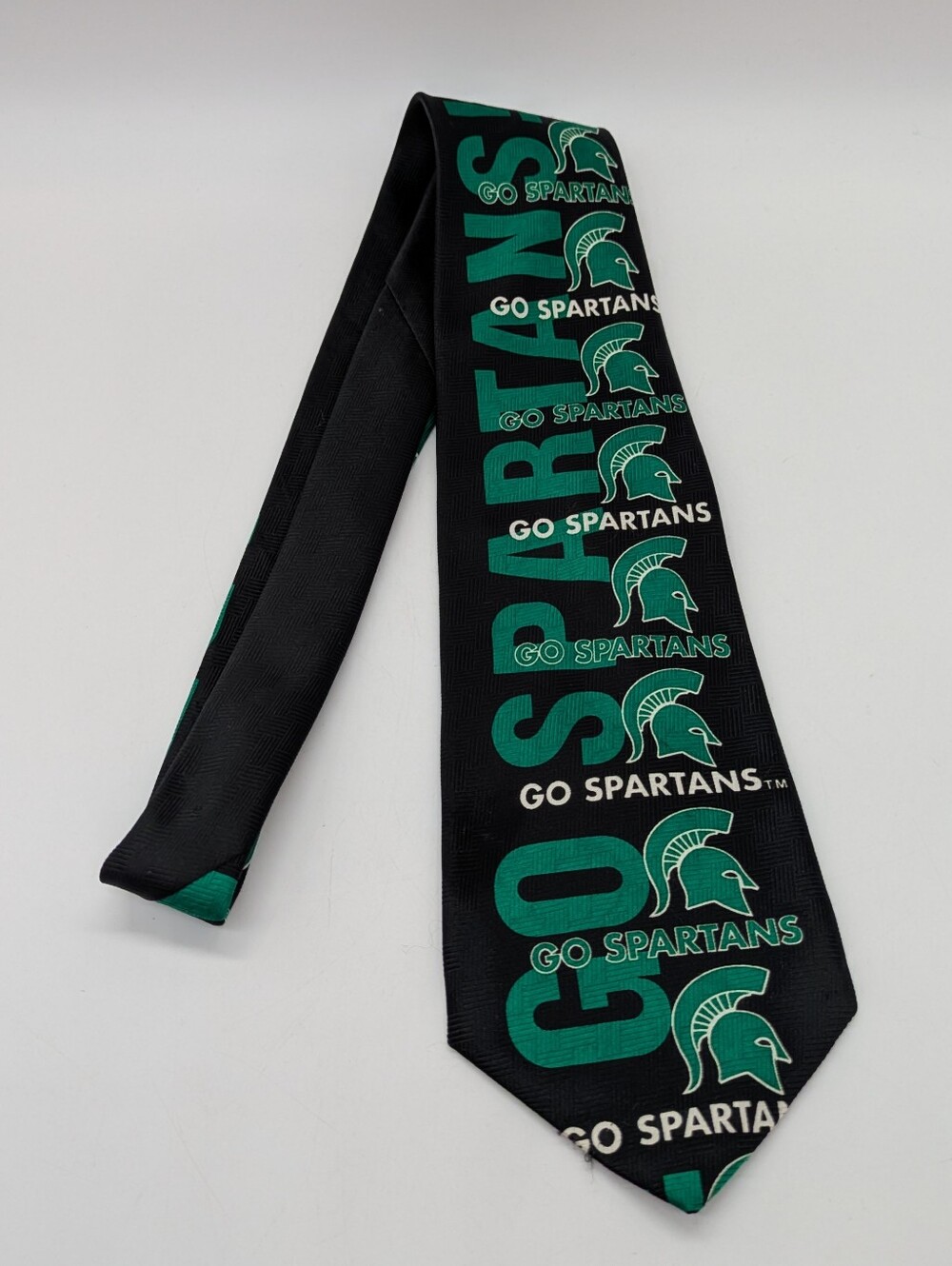 Vintage Superfan Ralph Marlin Black Green White Michigan State Spartans MSU Tie